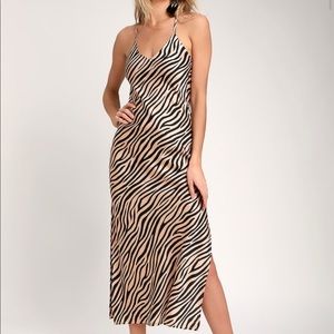 Nude zebra print dress